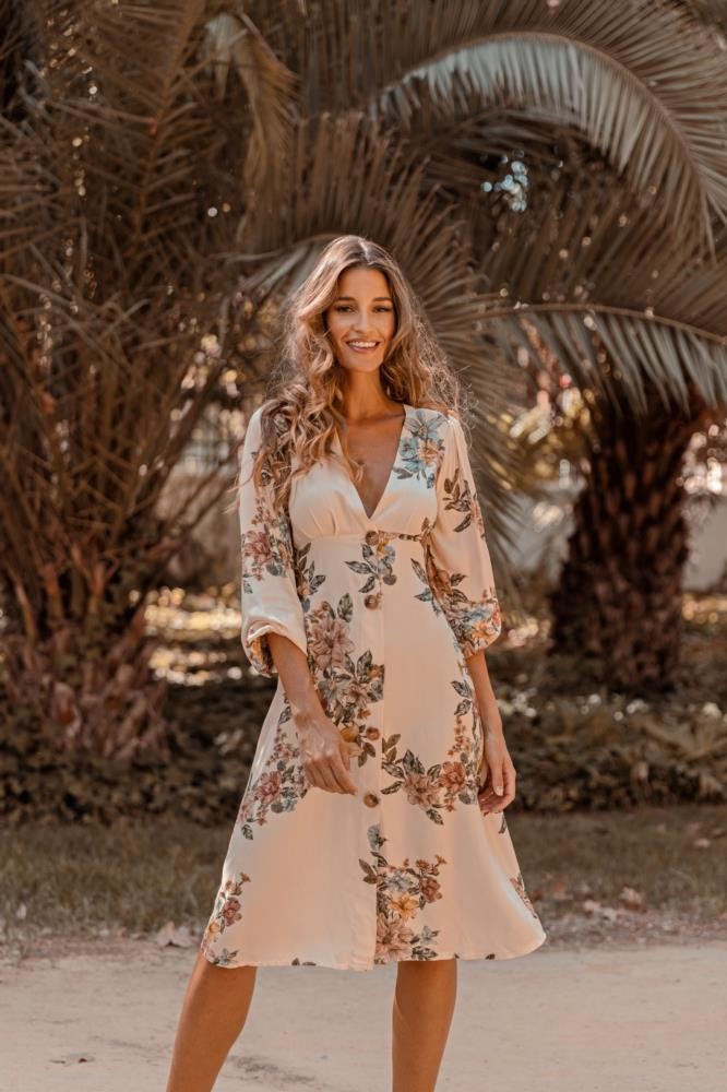 Vestido abotonado estampado flores CAYRO